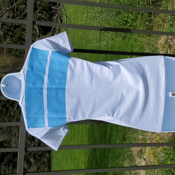 Redvanly White Athletic Tee Shirt with Blue Stripes Size XS - Picture 4 of 8